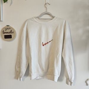 Bespoke Embroidered White Nike Crewneck Sweater
